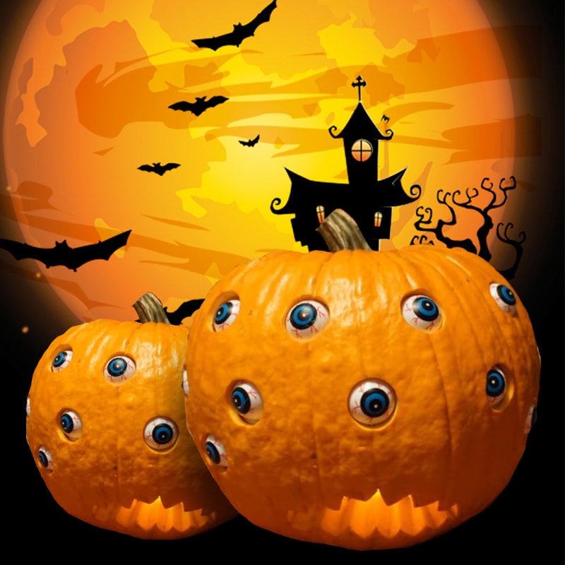 Kids' Halloween Pumpkin Decorations Scary Animatronic Prop with Moving Eyeballs and Bloodshot Eyes - Image 9