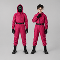 Kids' Halloween Red Hooded Jumpsuit Costume with Mask - Image 2