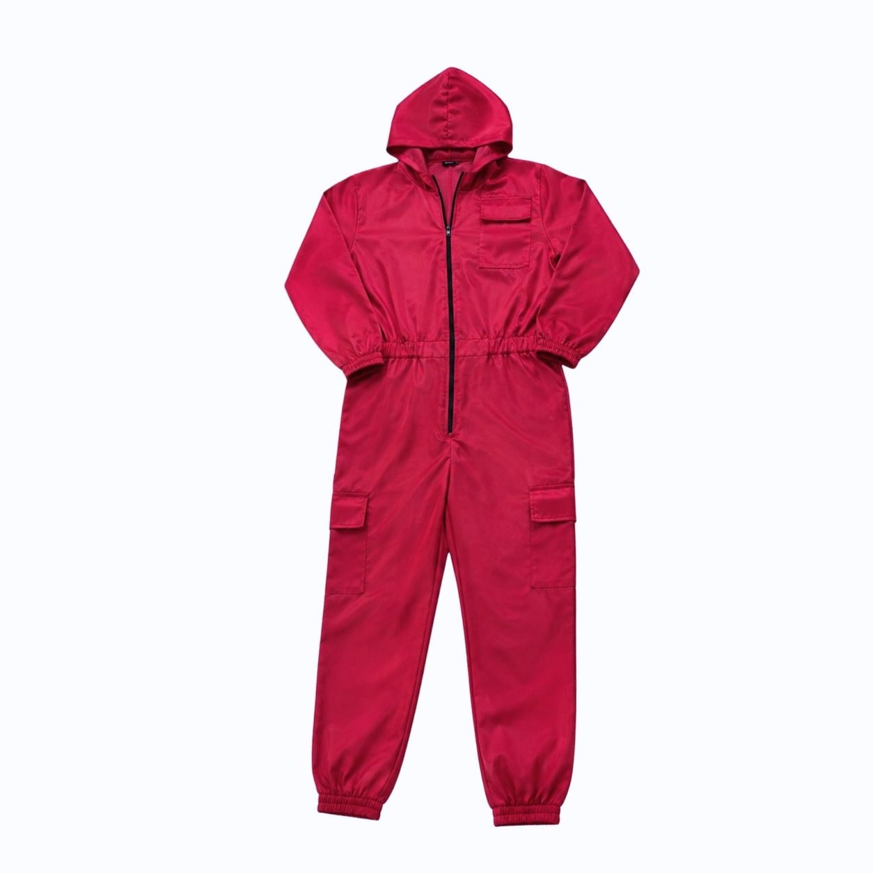 Kids' Halloween Red Hooded Jumpsuit Costume with Mask - Image 4