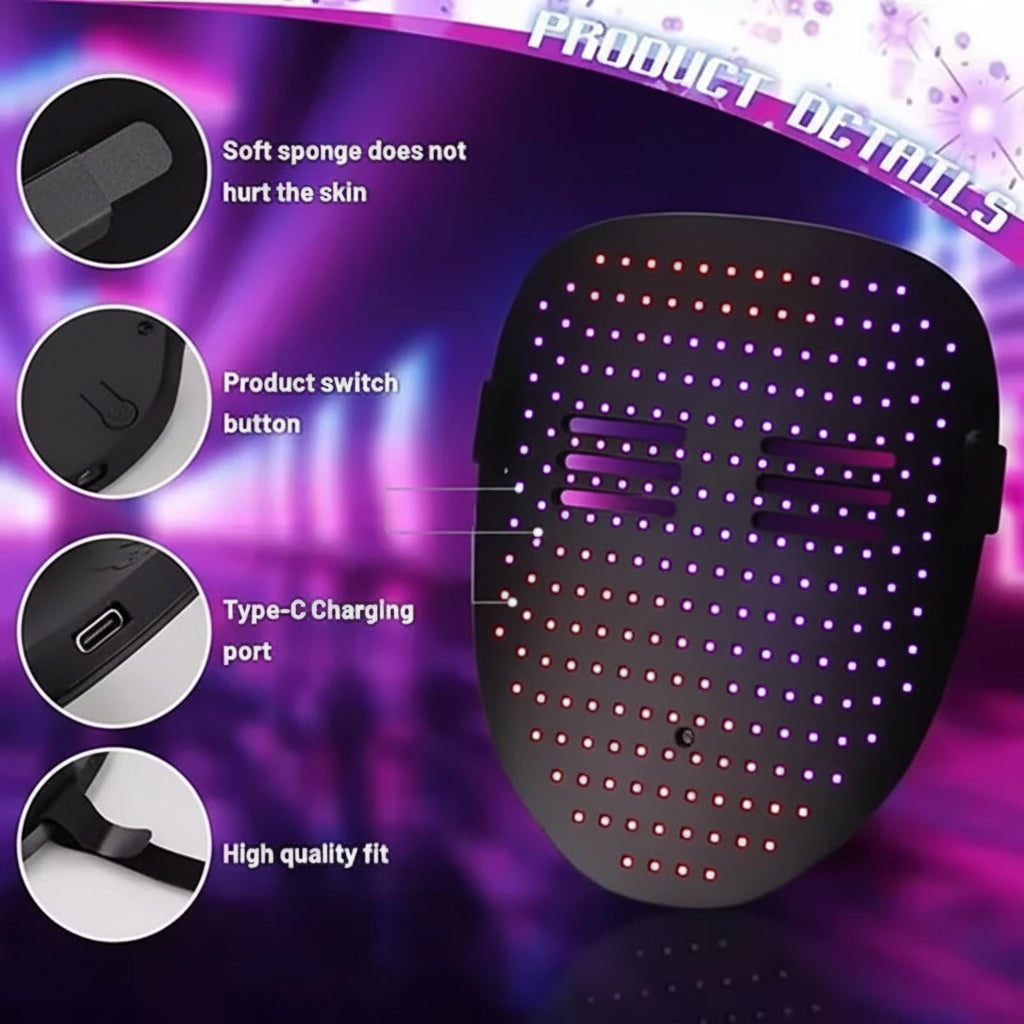 Kids' Halloween Red Light LED Mask with Therapy for at Home Party Costume - Image 2