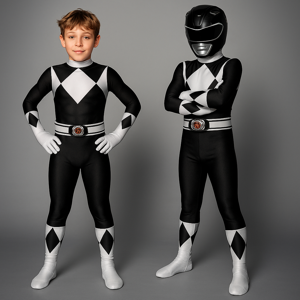 Kids' Halloween Superhero Black Catsuit Costume with Mask for Children's Imaginative Play - Image 4