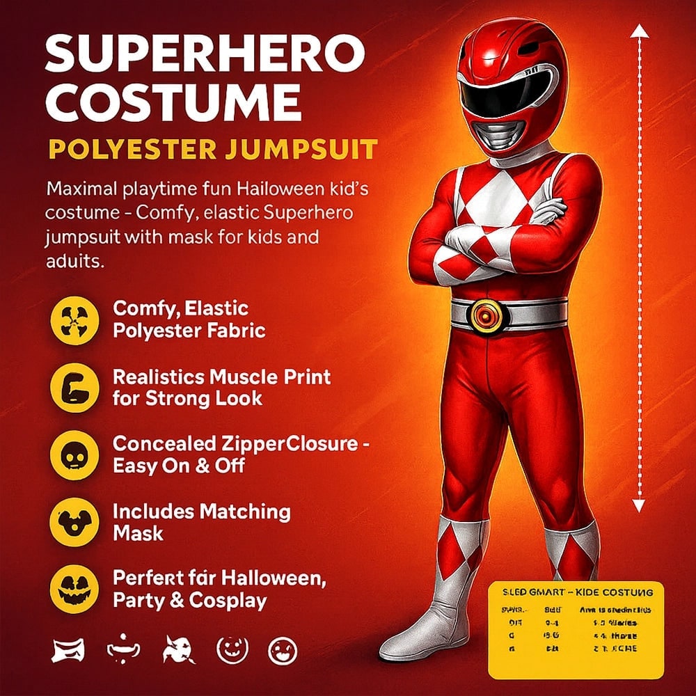 Kids' Halloween Superhero Black Catsuit Costume with Mask for Children's Imaginative Play - Image 8