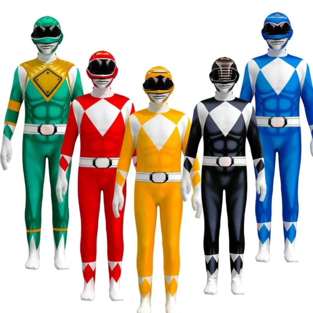 Kids' Halloween Superhero Bodysuit Costume Spandex Full Body with Integrated Mask Gloves and Socks - Image 3