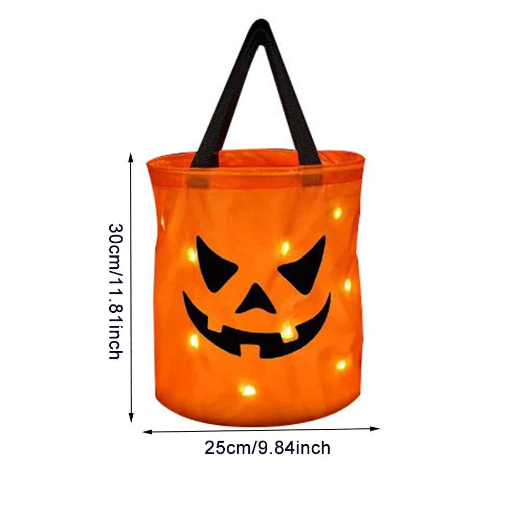 Kids' Halloween Trick or Treat Bag with LED Lights Reusable Candy Bucket for Party Favor Mix - Image 4