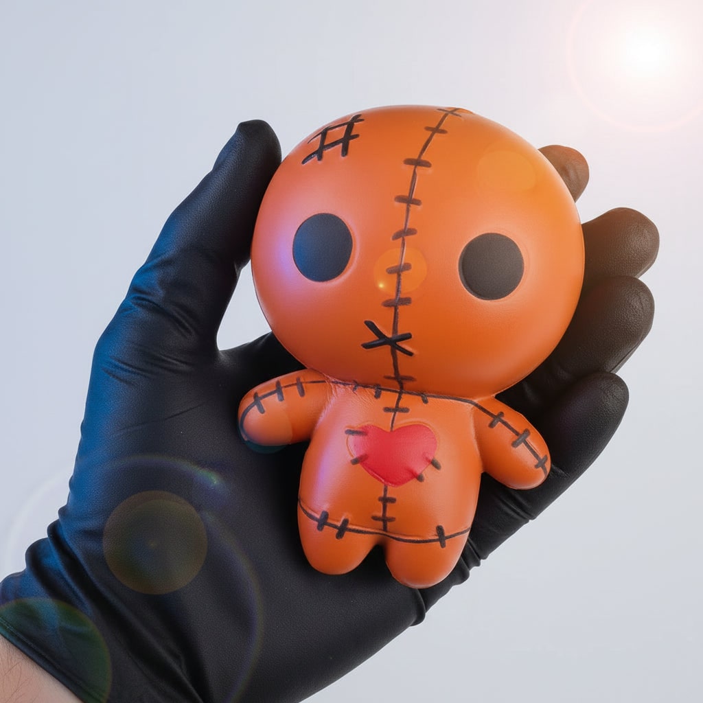 Kids' Halloween Voodoo Doll Squishy Toy for Stress Relief with Slow Rising Foam and Stitched Details - Image 1