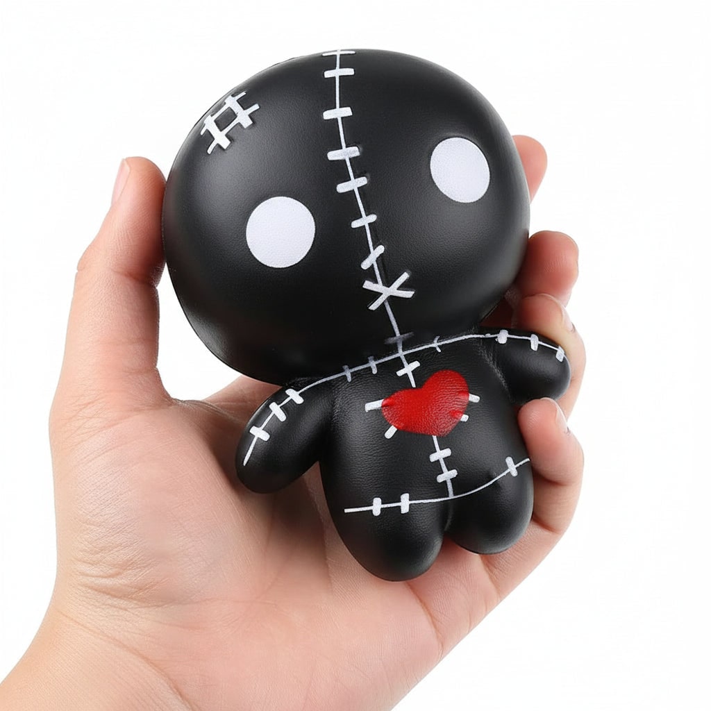 Kids' Halloween Voodoo Doll Squishy Toy for Stress Relief with Slow Rising Foam and Stitched Details - Image 2