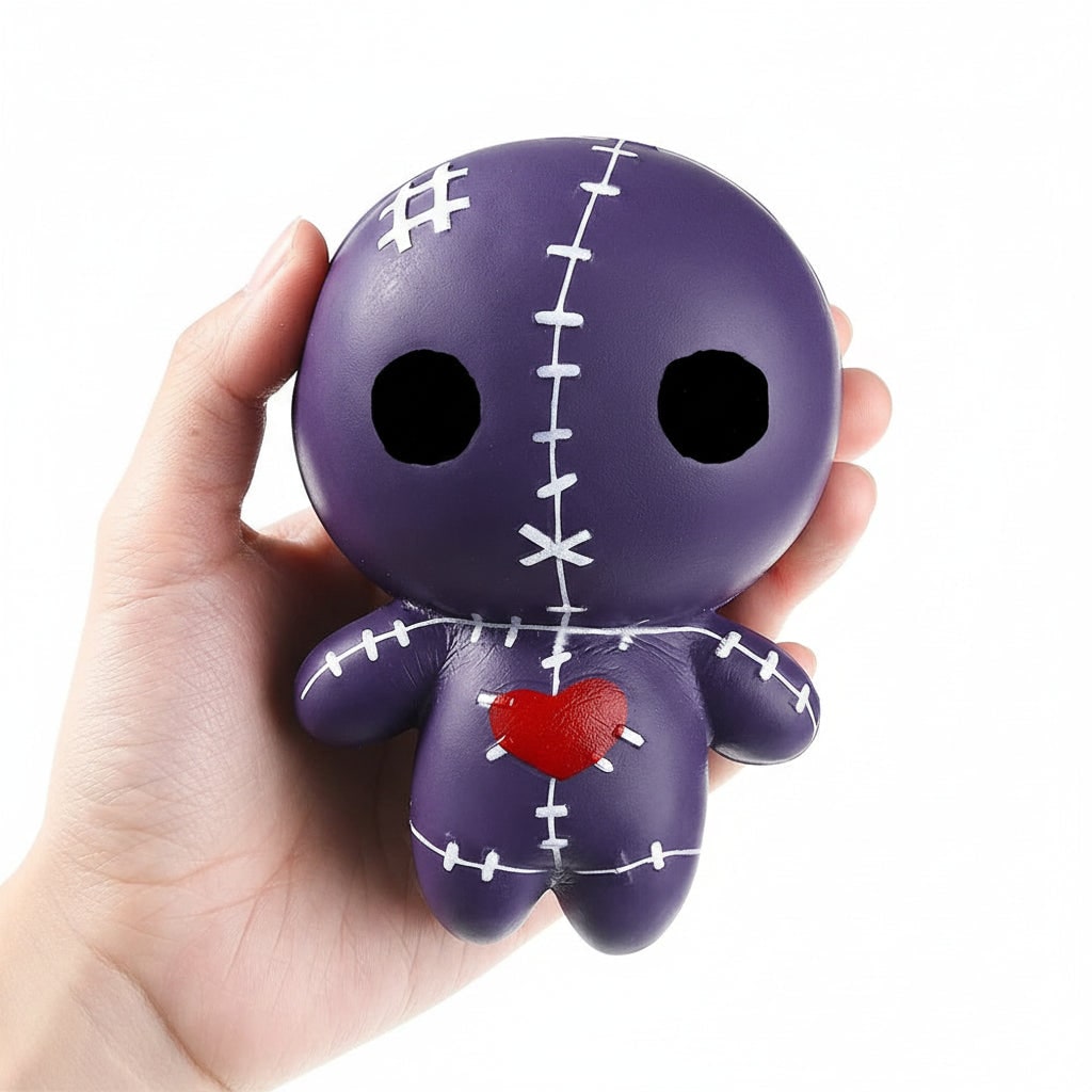 Kids' Halloween Voodoo Doll Squishy Toy for Stress Relief with Slow Rising Foam and Stitched Details - Image 3