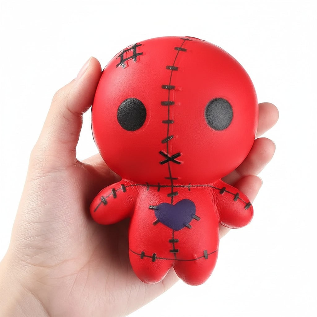 Kids' Halloween Voodoo Doll Squishy Toy for Stress Relief with Slow Rising Foam and Stitched Details - Image 4