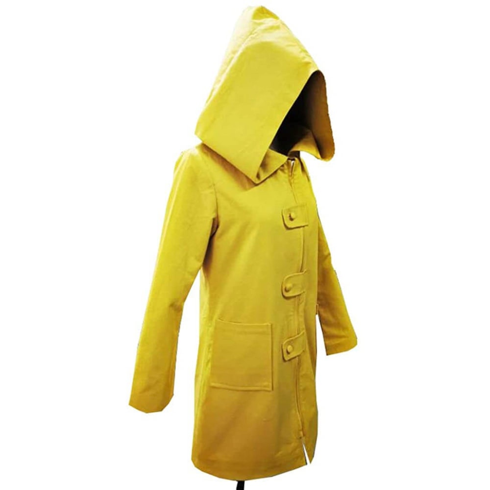 Kids' Halloween Yellow Rain Slicker Raincoat Jacket with Pointed Hood for Cosplay Party - Image 4