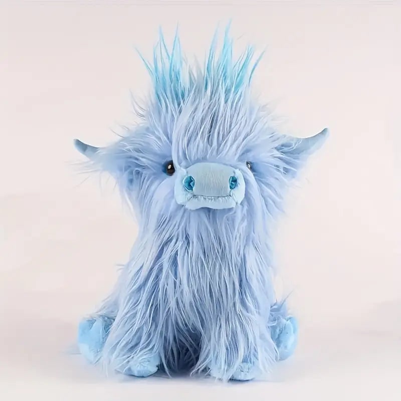 Kids' Highland Cow Stuffed Animal Plush Toy with Shaggy Fur and Embroidered Details - Image 6