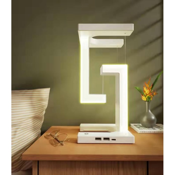 Kids' LED Table Lamp with USB Ports and Geometric Tensegrity Design for Desk and Bedside Clip - Image 2