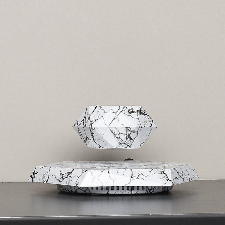 Kids' Levitating Plant Pot with Floating Magnetic Base and Marble Pattern Rotating Planter - Image 7