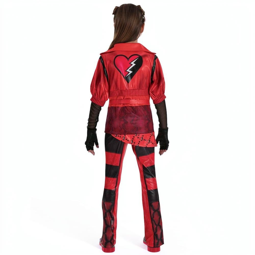 Kids' Little Red Riding Hood Halloween Cosplay Costume with Studded Gloves - Image 4