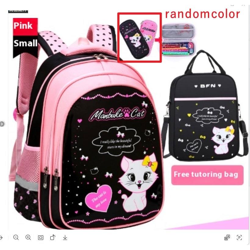 Kids' Lunch Box Backpack Set with Matching Pencil Case Cartoon Cat Print Waterproof and Bag Combo - Image 10