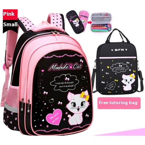 Kids' Lunch Box Backpack Set with Matching Pencil Case Cartoon Cat Print Waterproof and Bag Combo - Image 14