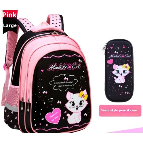 Kids' Lunch Box Backpack Set with Matching Pencil Case Cartoon Cat Print Waterproof and Bag Combo - Image 15