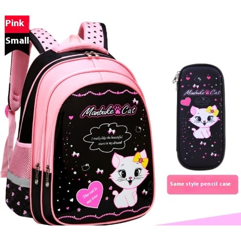 Kids' Lunch Box Backpack Set with Matching Pencil Case Cartoon Cat Print Waterproof and Bag Combo - Image 18