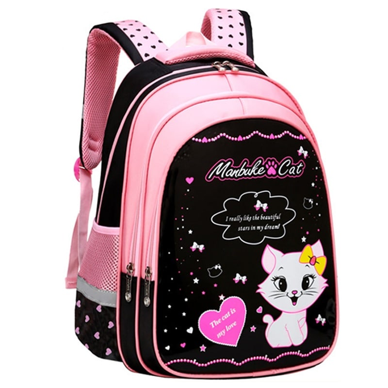 Kids' Lunch Box Backpack Set with Matching Pencil Case Cartoon Cat Print Waterproof and Bag Combo - Image 4