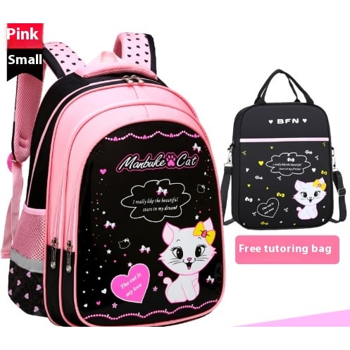 Kids' Lunch Box Backpack Set with Matching Pencil Case Cartoon Cat Print Waterproof and Bag Combo - Image 9