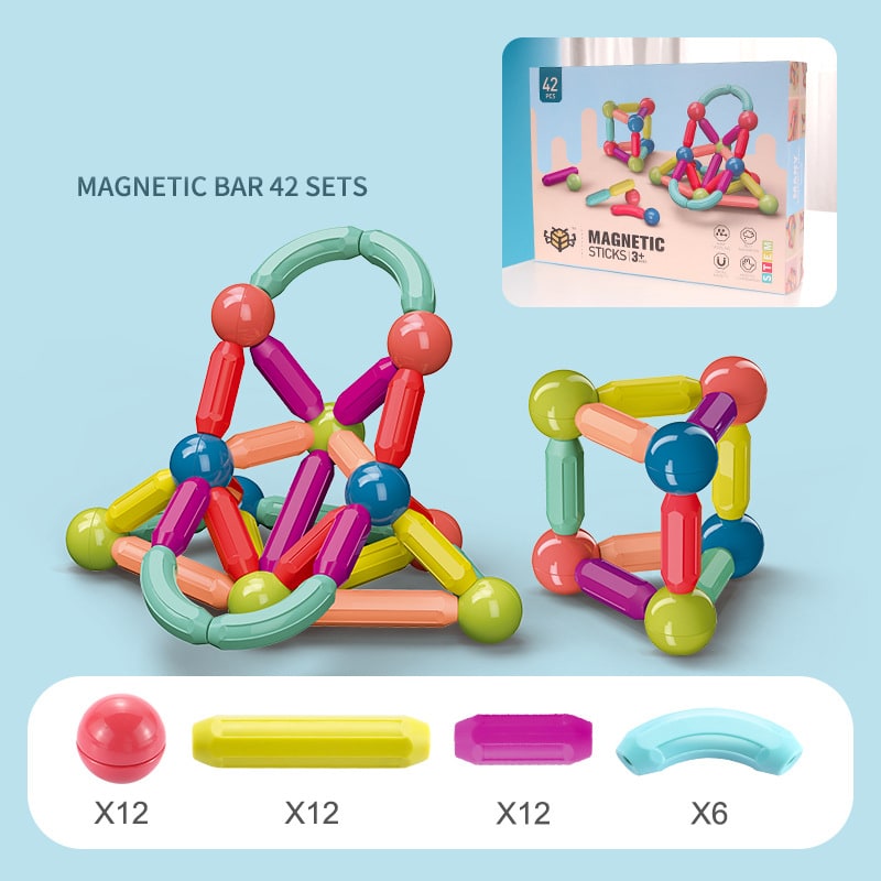 Kids' Magnetic Building Blocks and Sticks Toys with Metal Balls Jumbo Tiles - Image 4
