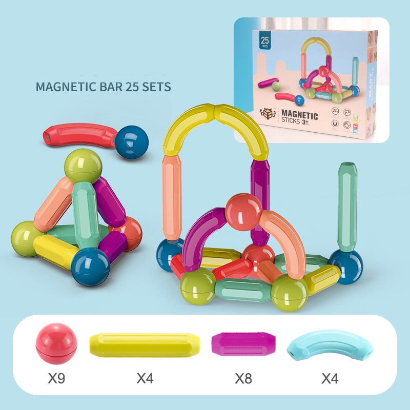 Kids' Magnetic Building Blocks and Sticks Toys with Metal Balls Jumbo Tiles - Image 6
