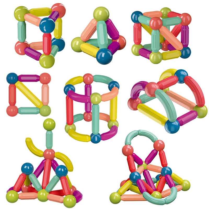 Kids' Magnetic Building Blocks and Sticks Toys with Metal Balls Jumbo Tiles - Image 8