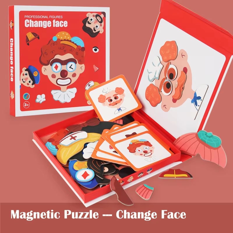 Kids' Magnetic Puzzle Book with Mix-And-Match Face Pieces - Image 2