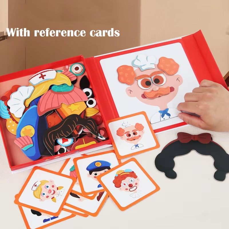 Kids' Magnetic Puzzle Book with Mix-And-Match Face Pieces - Image 4