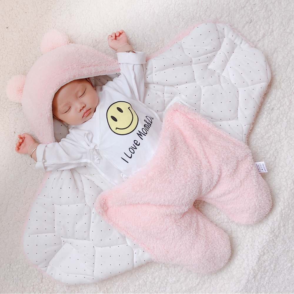 Kids' Newborn Swaddle Blanket with Legs Hooded Infant and Baby Sleeping Bag with Sherpa Fleece - Image 1