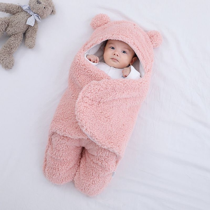 Kids' Newborn Swaddle Blanket with Legs Hooded Infant and Baby Sleeping Bag with Sherpa Fleece - Image 12