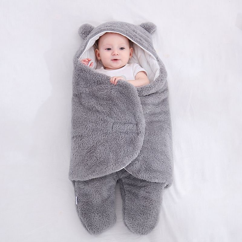 Kids' Newborn Swaddle Blanket with Legs Hooded Infant and Baby Sleeping Bag with Sherpa Fleece - Image 13
