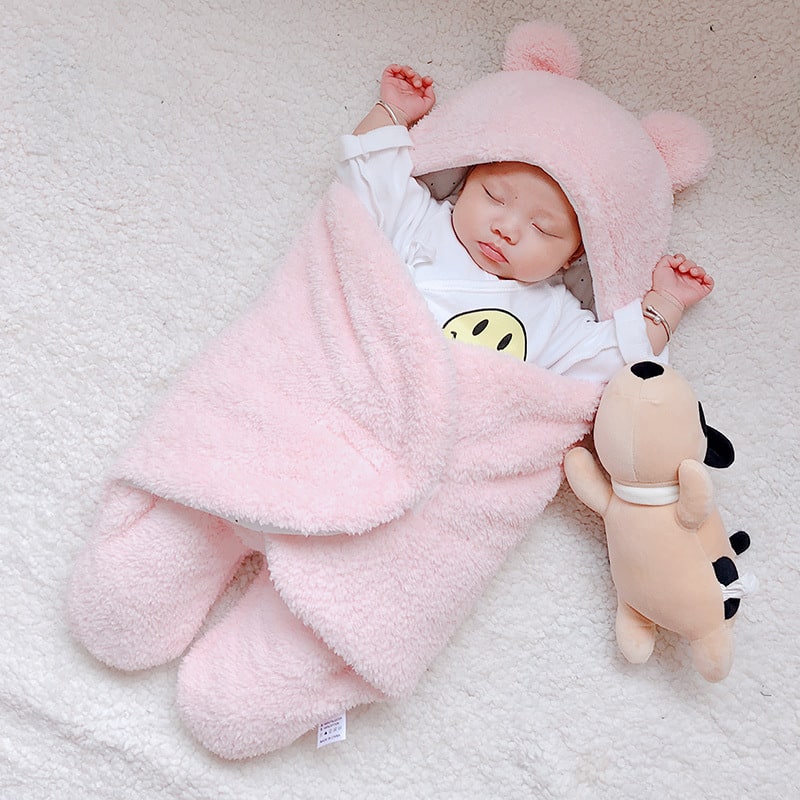Kids' Newborn Swaddle Blanket with Legs Hooded Infant and Baby Sleeping Bag with Sherpa Fleece - Image 14