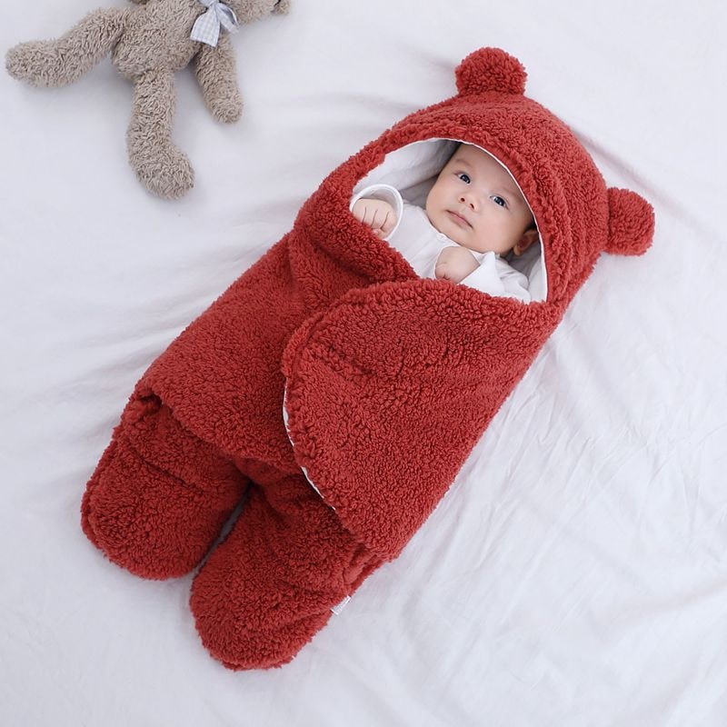Kids' Newborn Swaddle Blanket with Legs Hooded Infant and Baby Sleeping Bag with Sherpa Fleece - Image 6