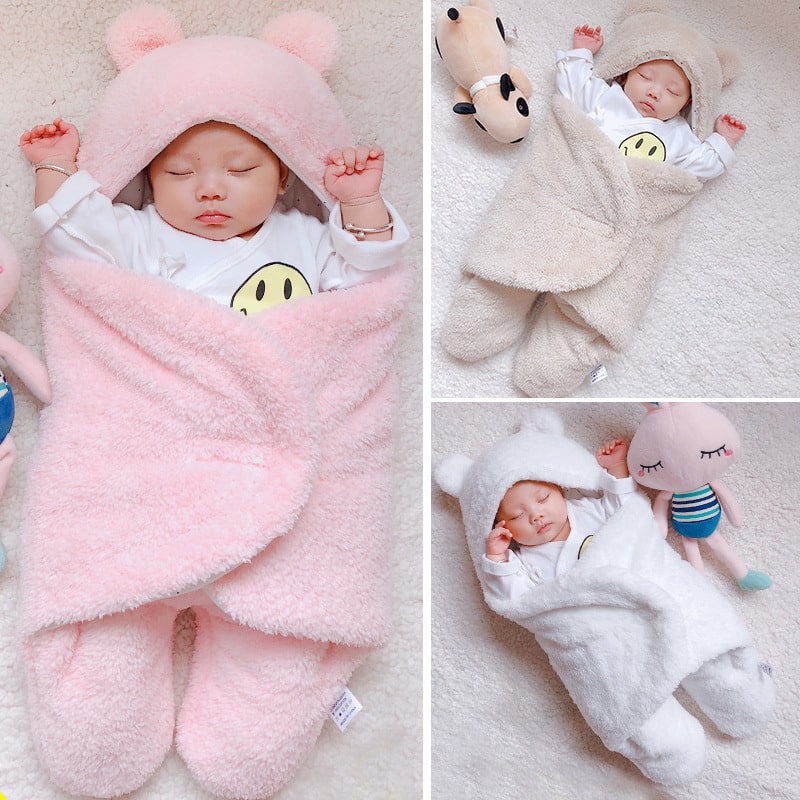 Kids' Newborn Swaddle Blanket with Legs Hooded Infant and Baby Sleeping Bag with Sherpa Fleece - Image 8