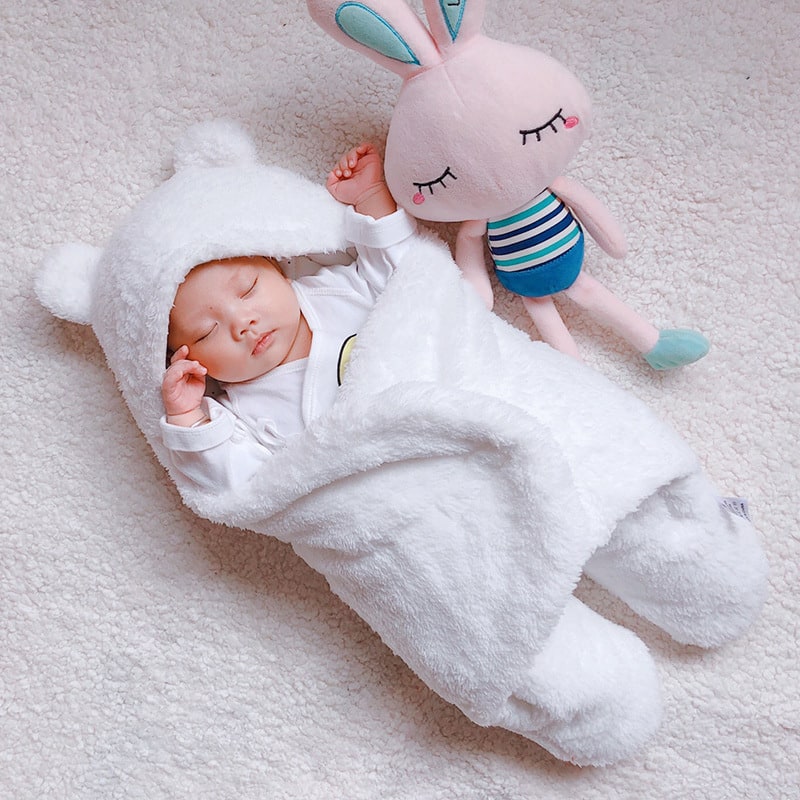 Kids' Newborn Swaddle Blanket with Legs Hooded Infant and Baby Sleeping Bag with Sherpa Fleece - Image 9