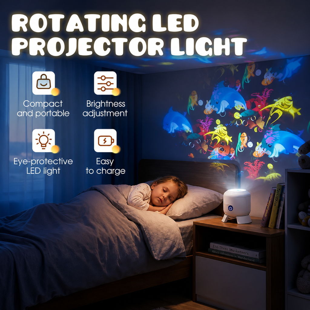 Kids Night Light Projector Rechargeable Wall Ocean Tabletop Lamp - Image 2