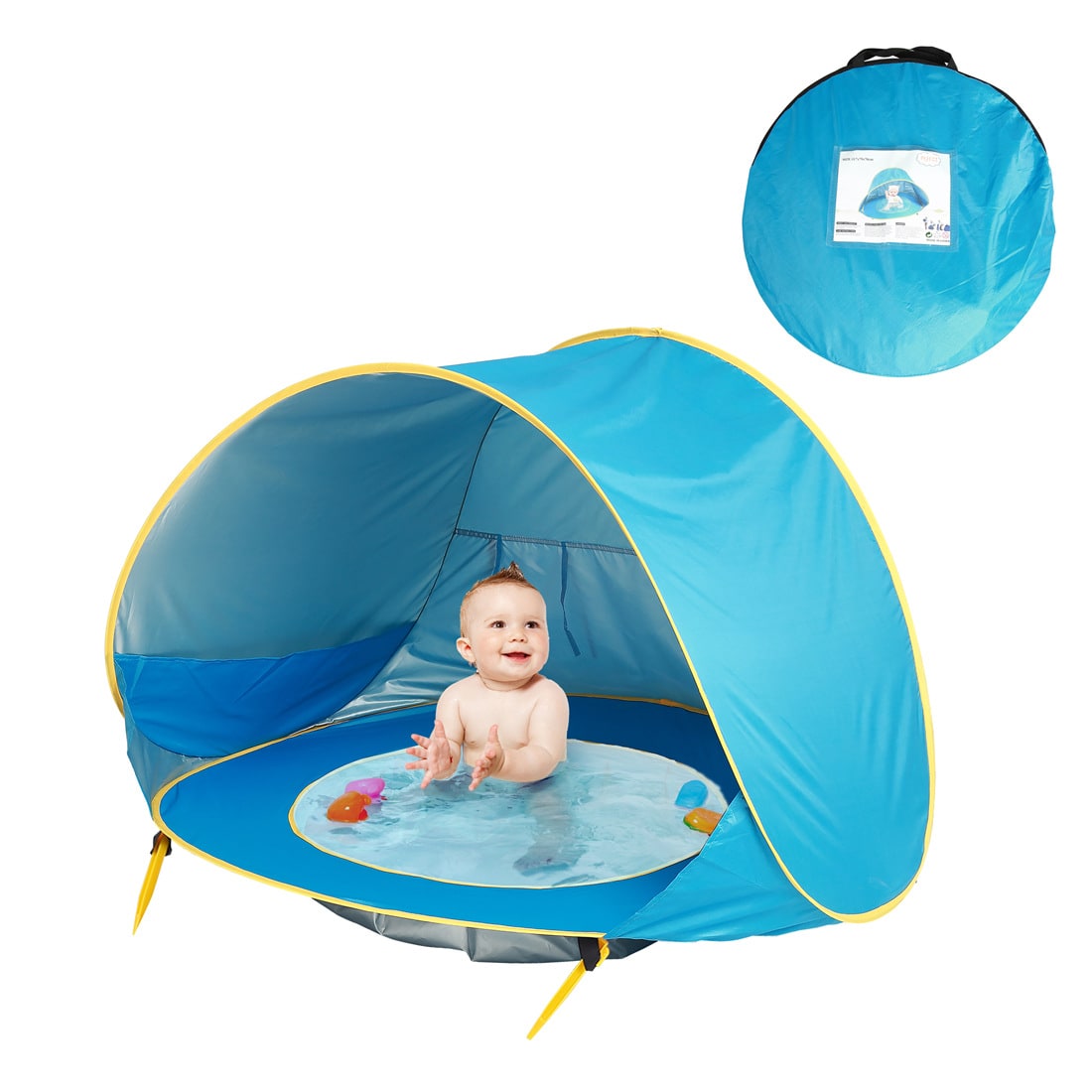 Kids' Pop Up Beach Tent Sun Shade with Built-In Wading Pool and Shelter for Babies Toddlers - Image 10