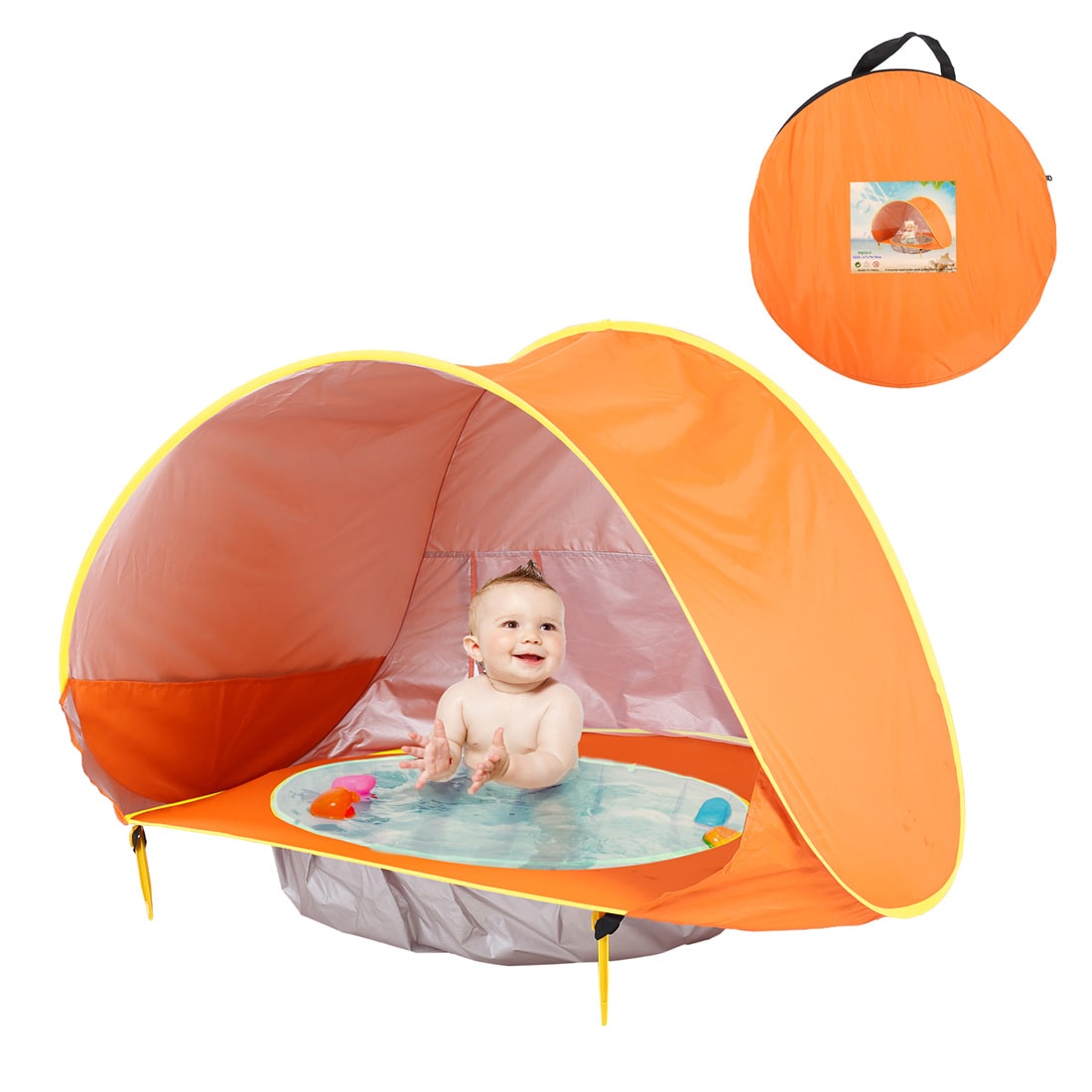 Kids' Pop Up Beach Tent Sun Shade with Built-In Wading Pool and Shelter for Babies Toddlers - Image 13