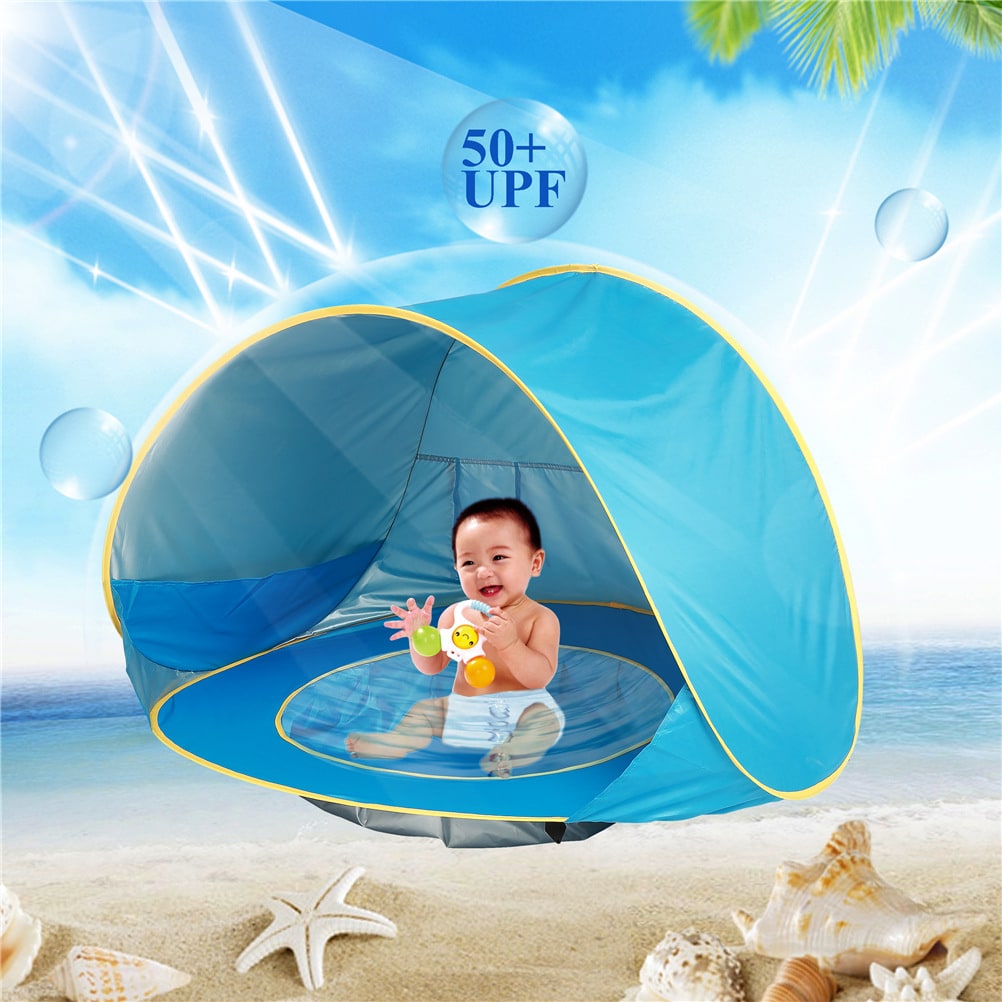 Kids' Pop Up Beach Tent Sun Shade with Built-In Wading Pool and Shelter for Babies Toddlers - Image 17