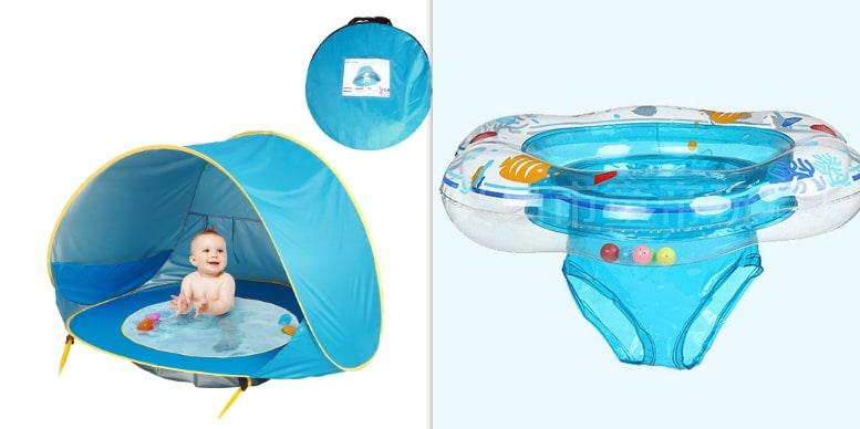 Kids' Pop Up Beach Tent Sun Shade with Built-In Wading Pool and Shelter for Babies Toddlers - Image 18