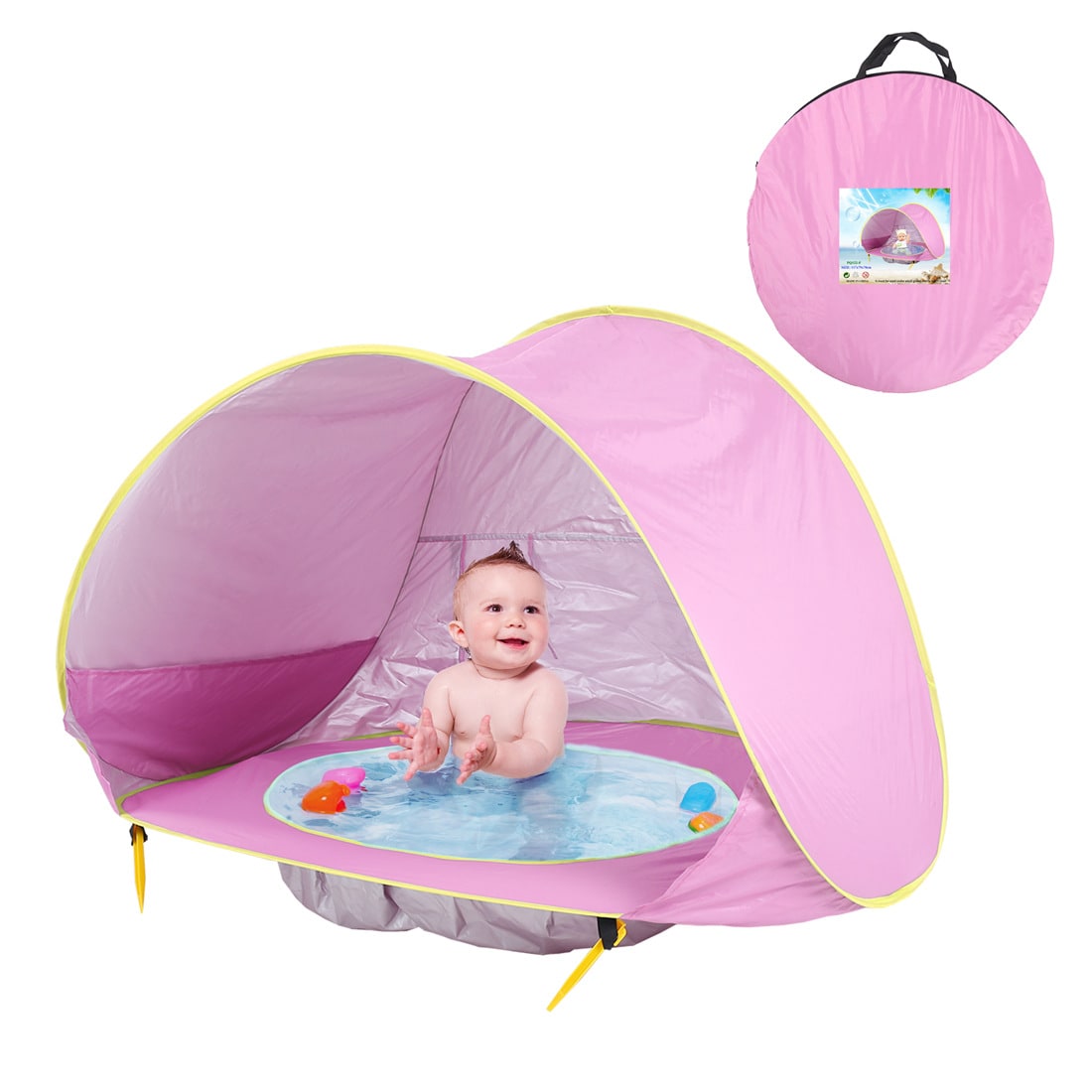 Kids' Pop Up Beach Tent Sun Shade with Built-In Wading Pool and Shelter for Babies Toddlers - Image 2