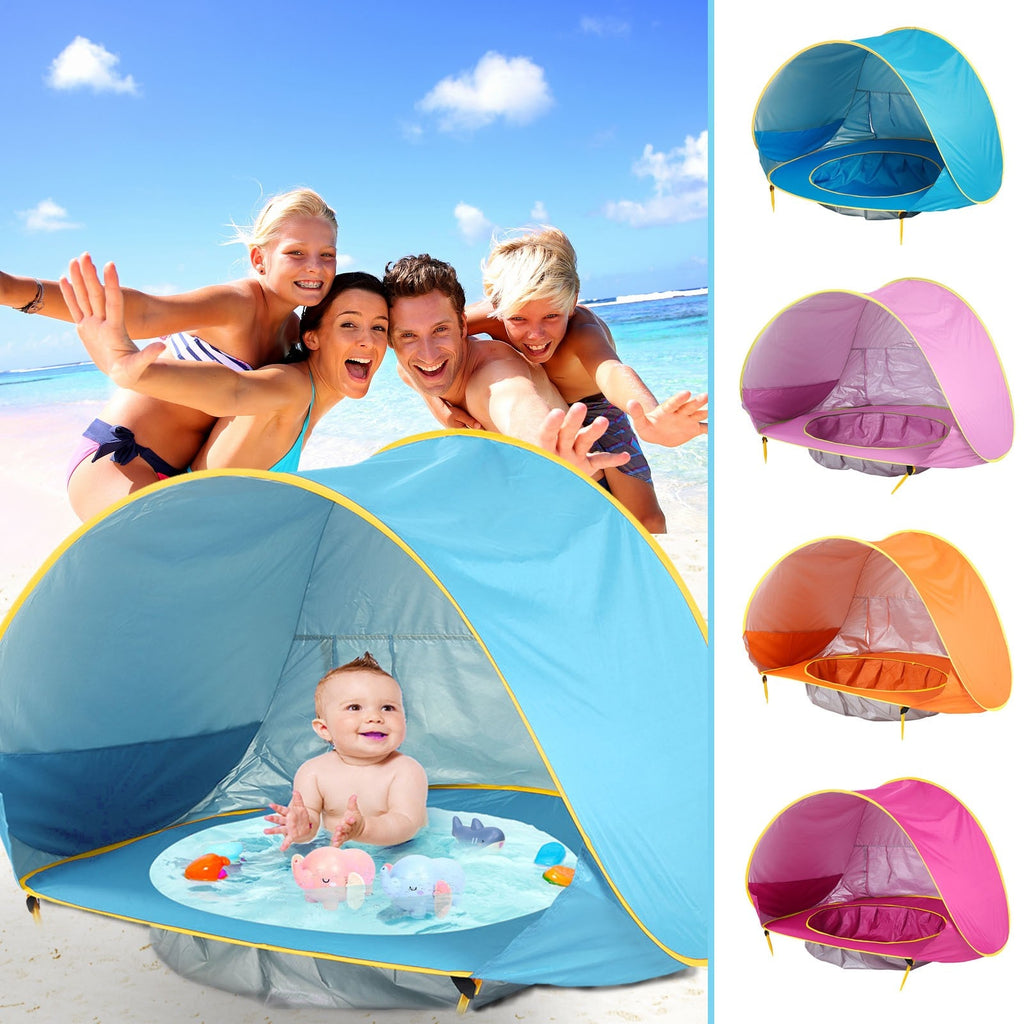 Kids' Pop Up Beach Tent Sun Shade with Built-In Wading Pool and Shelter for Babies Toddlers - Image 9