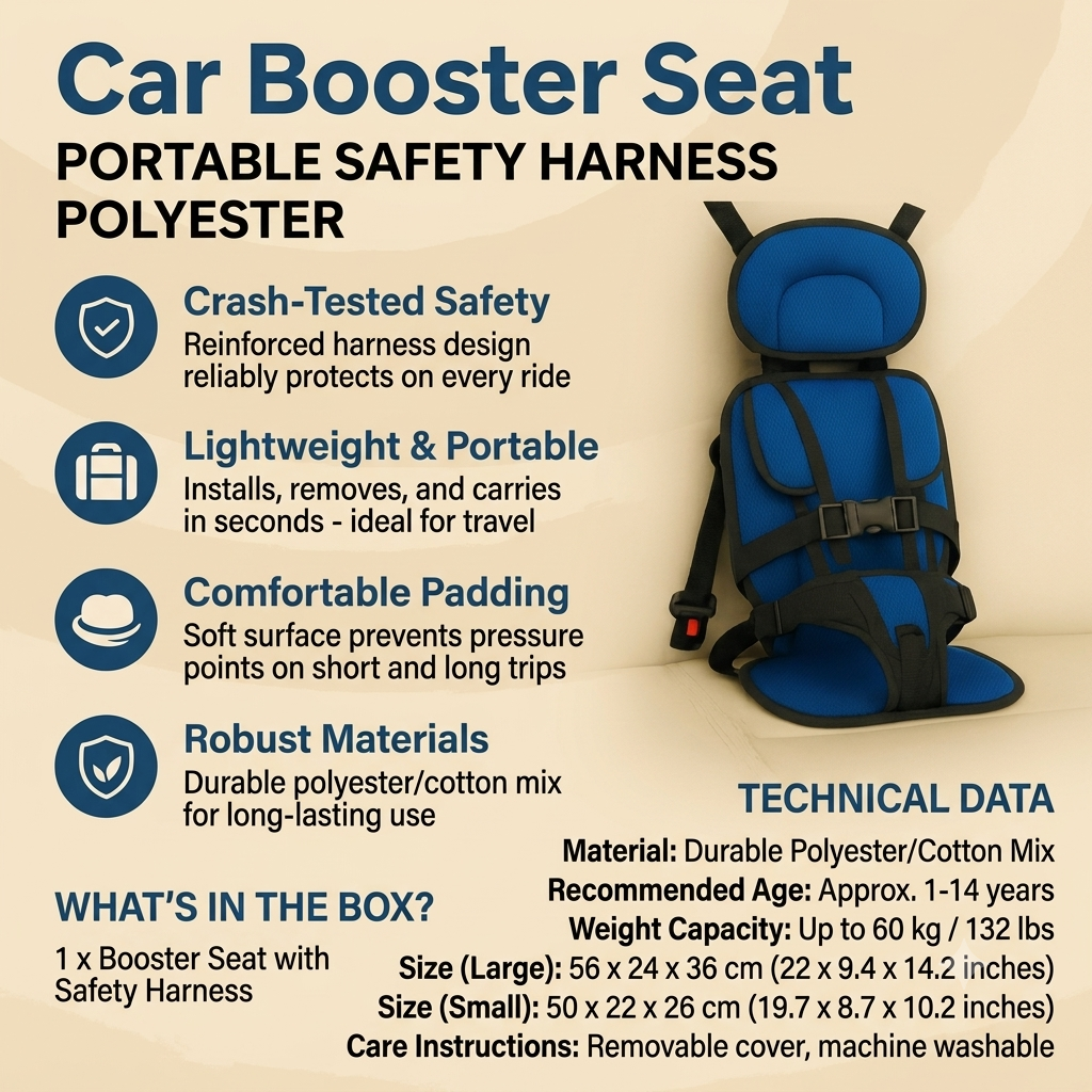 Kids' Portable Car Seat Highback Booster Travel with Five-Point Harness and Padded Headrest - Image 2