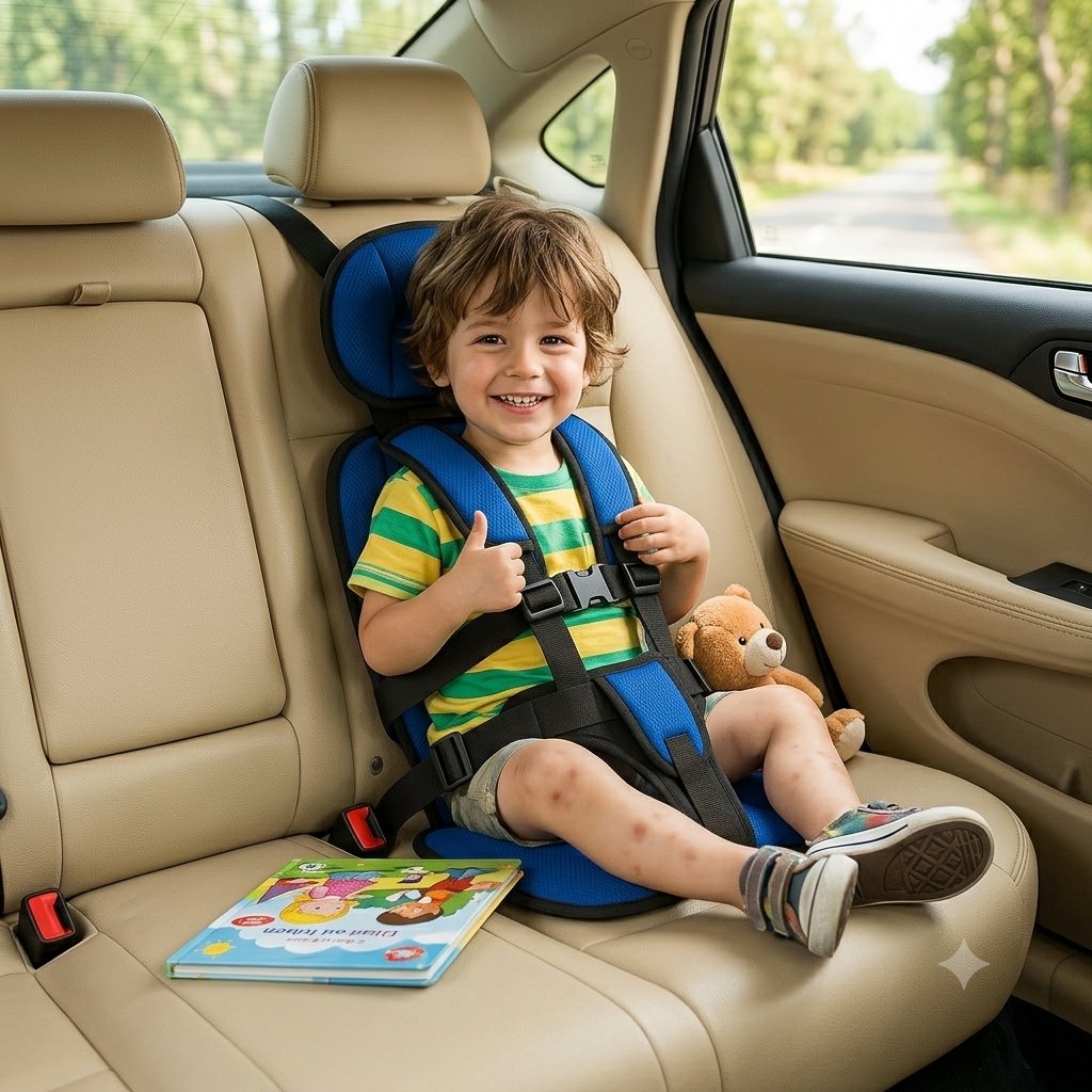 Kids' Portable Car Seat Highback Booster Travel with Five-Point Harness and Padded Headrest - Image 3
