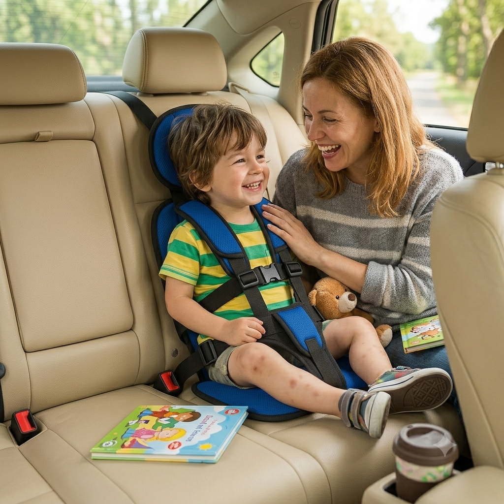 Kids' Portable Car Seat Highback Booster Travel with Five-Point Harness and Padded Headrest - Image 4