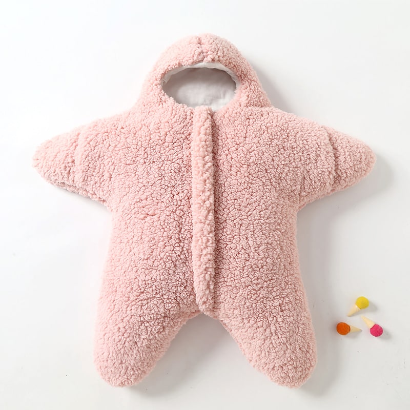 Kids' Sleep Sack Baby Newborn Swaddle Blanket with Sherpa Fleece and Integrated Hood Muslin Cloth - Image 3