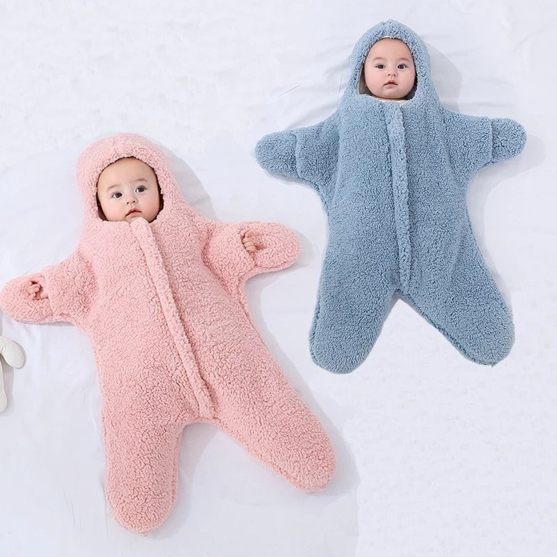 Kids' Sleep Sack Baby Newborn Swaddle Blanket with Sherpa Fleece and Integrated Hood Muslin Cloth - Image 7