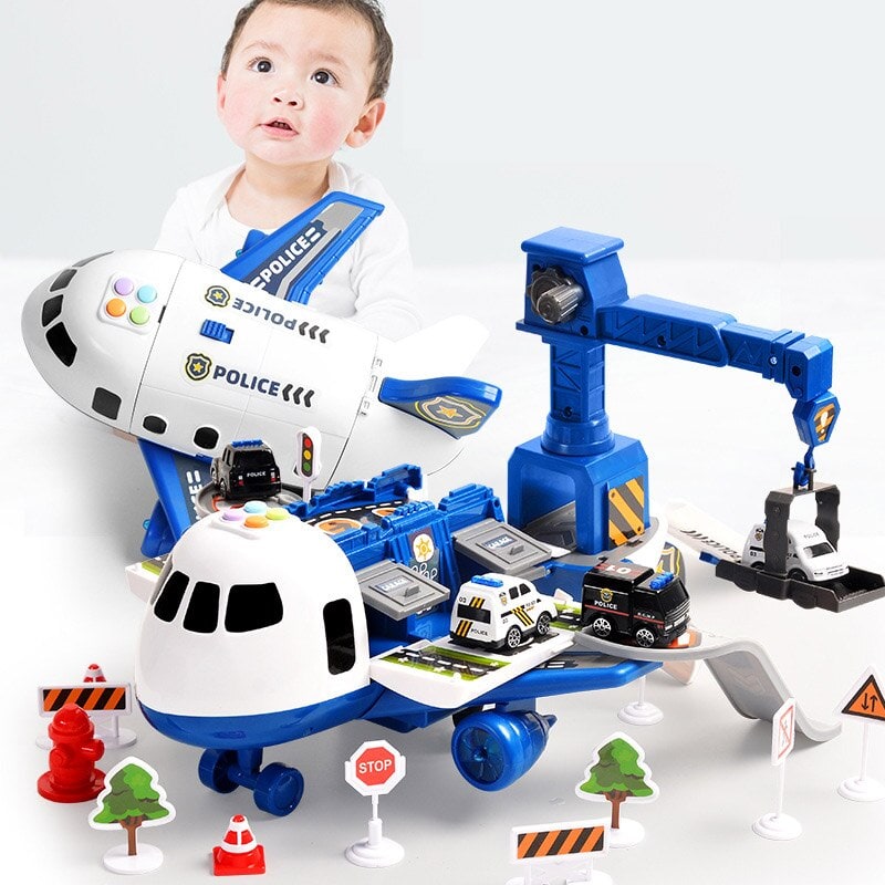 Kids' Toy Airplane Play Set with Transforming Fuselage and Mini Vehicles - Image 1