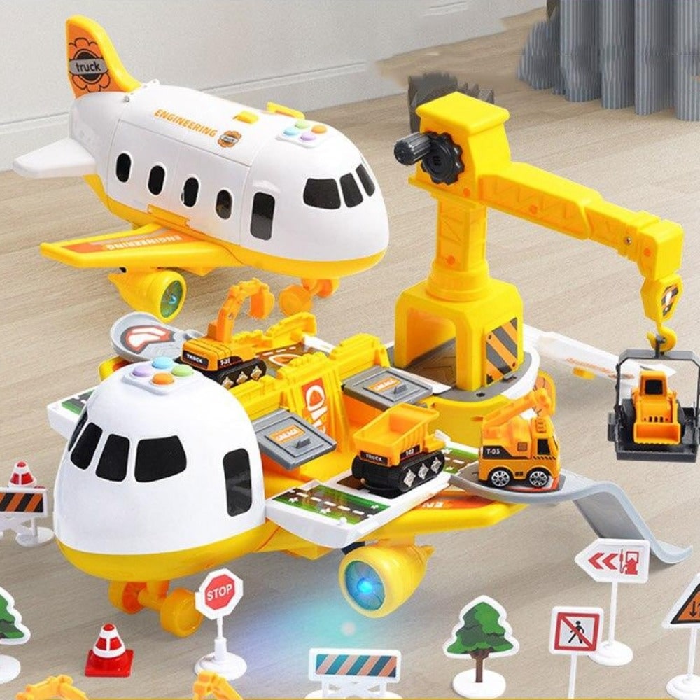 Kids' Toy Airplane Play Set with Transforming Fuselage and Mini Vehicles - Image 10