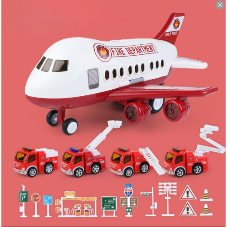 Kids' Toy Airplane Play Set with Transforming Fuselage and Mini Vehicles - Image 11
